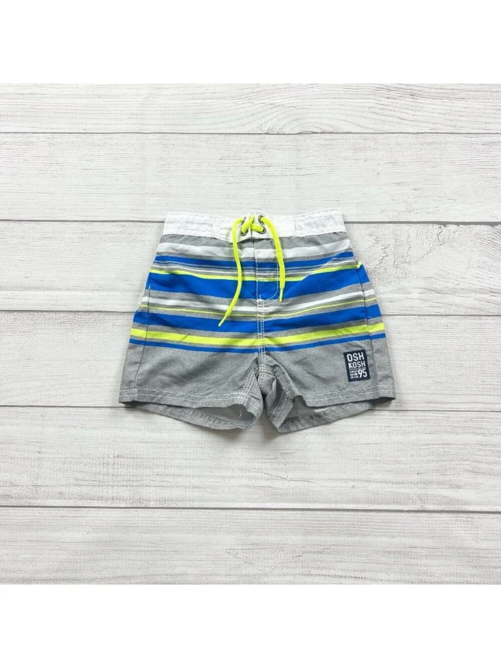Oshkosh Boys Striped Swim Trunks Liner Gray Multi 18-24 Months